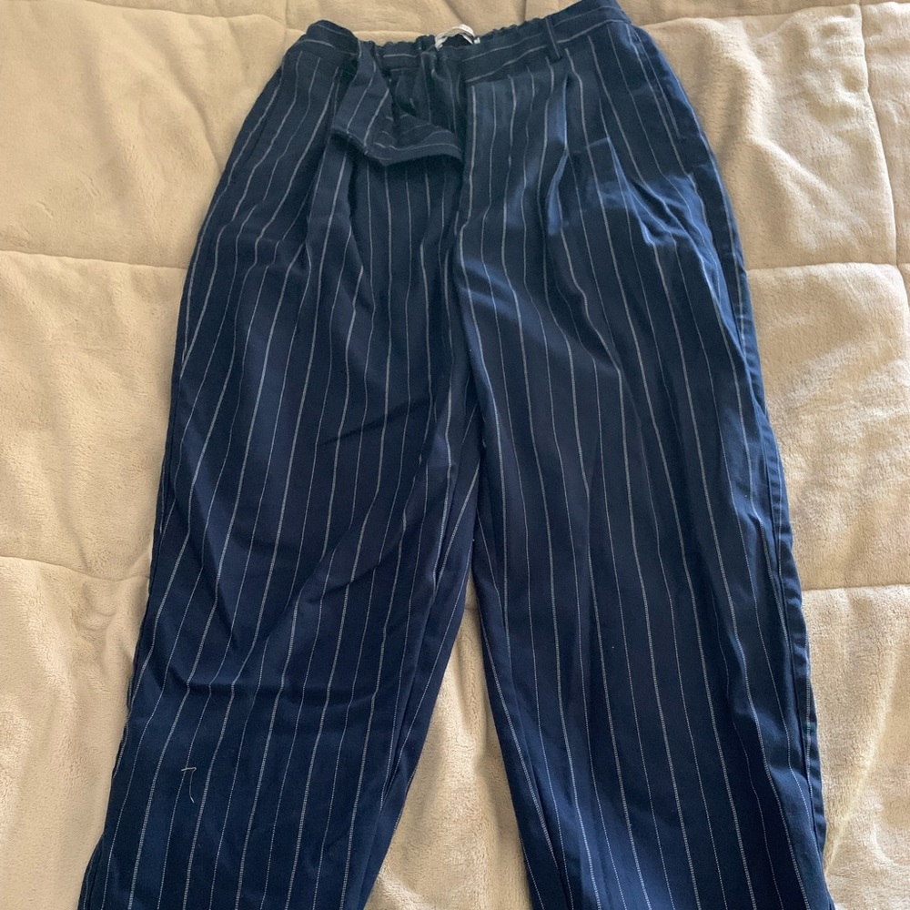 Blue, Wide legged, striped pants